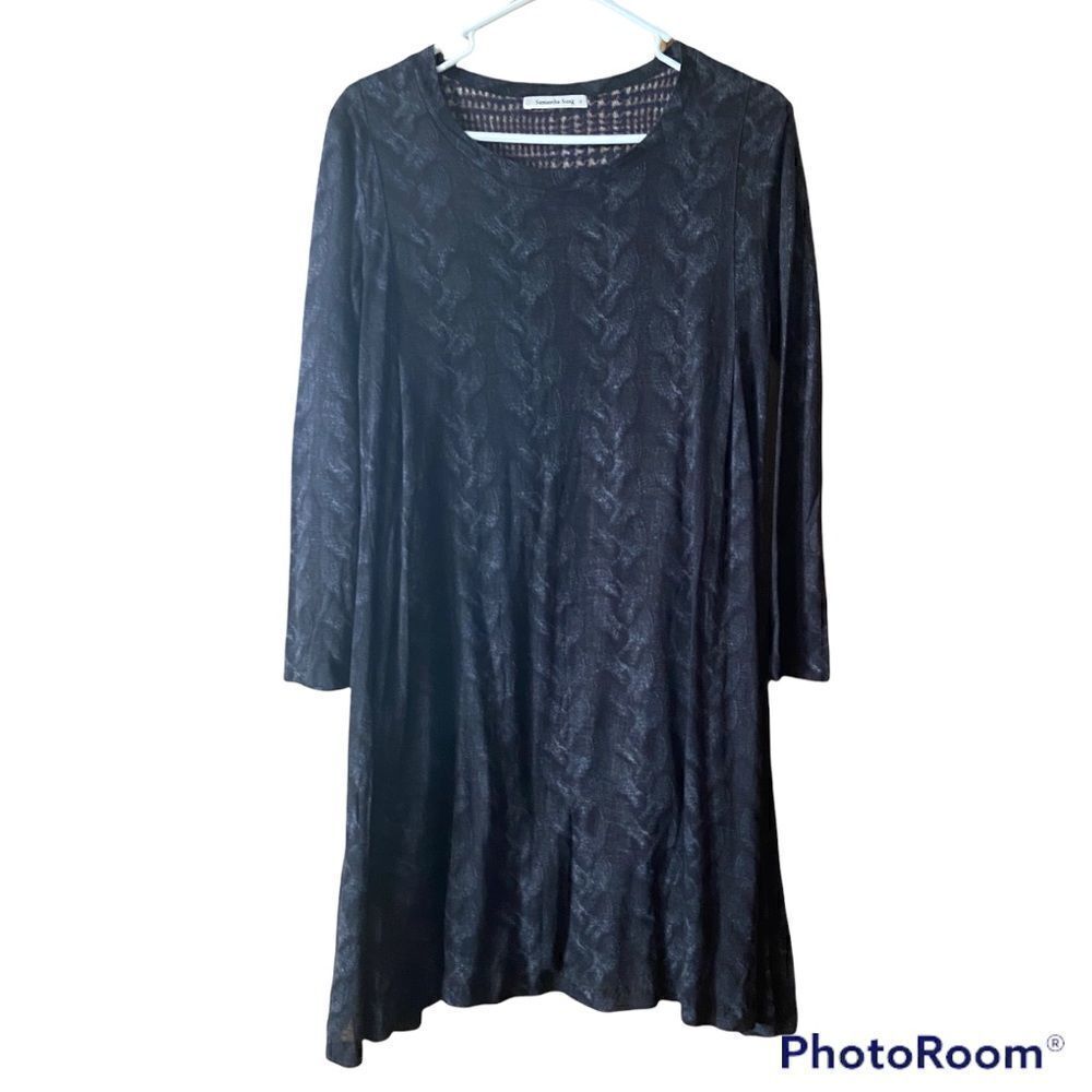 Samantha Sung Light weight lined 100% Wool Grey Dress Size 4